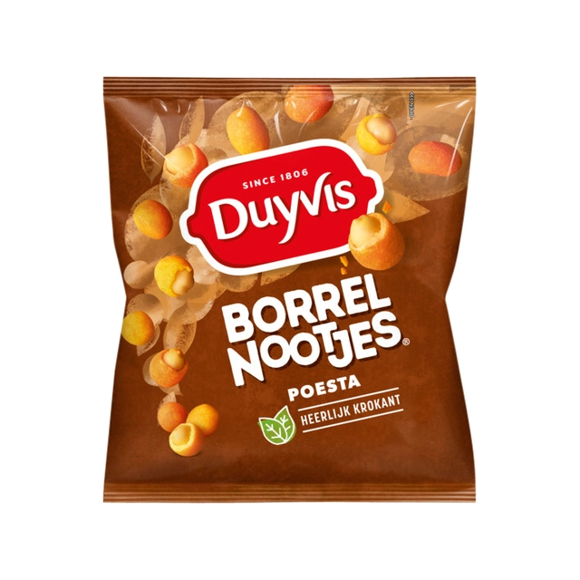 Een Borrelnootjes Duyvis poesta zak 275gr koop je bij VHK Kantoorartikelen