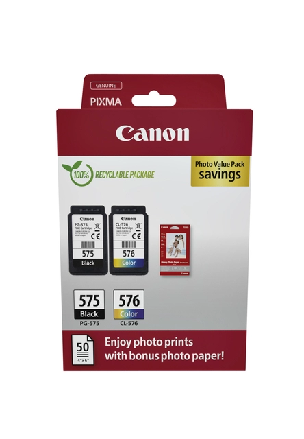 Een Inktcartridge Canon PG-575 + CL-576 zwart + kleur koop je bij VHK Kantoorartikelen