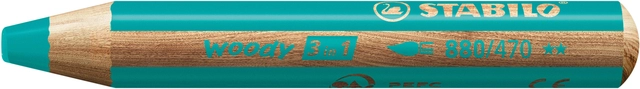 Een Kleurpotloden STABILO 880 woody 3 in 1 multitalent turquois koop je bij VHK Kantoorartikelen