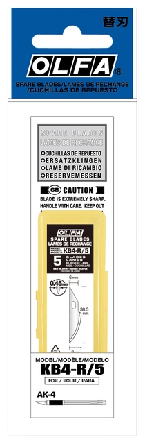 Een Reservemes Olfa KB4-R blister à 5 stuks koop je bij VHK Kantoorartikelen