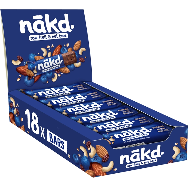 Een Fruit- en notenreep NAKD blueberry muffin 18x35 gram koop je bij VHK Kantoorartikelen