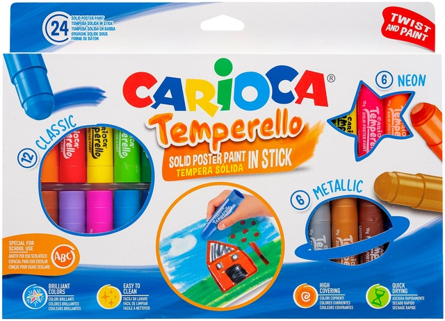 Een Verfstift Carioca Temperello set à 24 kleuren koop je bij VHK Kantoorartikelen