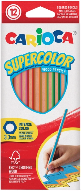 Een Kleurpotlood Carioca Supercolor set à 12 kleuren koop je bij VHK Kantoorartikelen