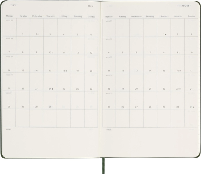 Een Agenda 2025 Moleskine 12M Planner Weekly 7dagen/1pagina large hc myrtle green koop je bij Hoekmankantoorartikelen.nl