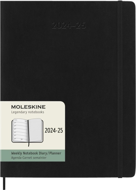 Een Agenda 2024/2025 Moleskine 18M Planner Weekly 7dagen/1pagina extra large sc black koop je bij Hoekmankantoorartikelen.nl