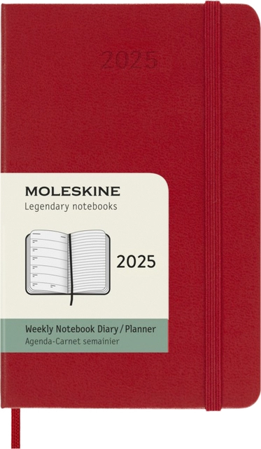 Een Agenda 2025 Moleskine 12M Planner Weekly 7dagen/1pagina pocket sc scarlet red koop je bij Hoekmankantoorartikelen.nl