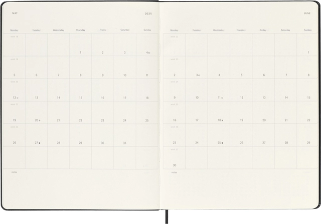 Een Agenda 2024/2025 Moleskine 18M Planner Weekly 7dagen/1pagina extra large hc black koop je bij VHK Kantoorartikelen