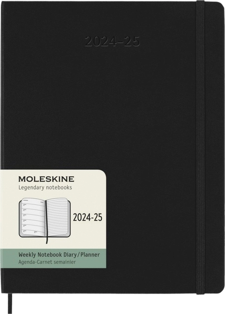 Een Agenda 2024/2025 Moleskine 18M Planner Weekly 7dagen/1pagina extra large hc black koop je bij VHK Kantoorartikelen