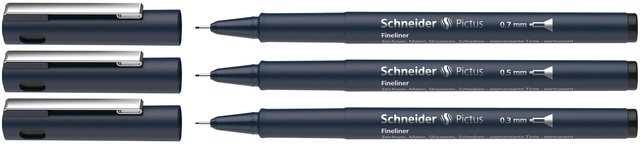 Een Fineliner Schneider Pictus zwart etui à 3 stuks koop je bij Hoekmankantoorartikelen.nl