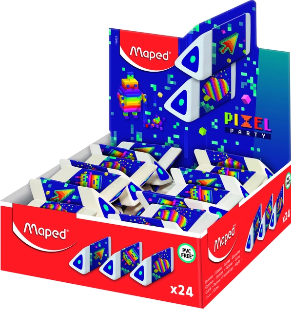 Een Gum Maped Pixel Party Pyramid display à 24 stuks koop je bij Hoekmankantoorartikelen.nl