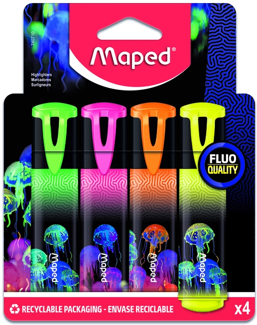 Een Markeerstift Maped Deepsea Paradise set à 4 kleuren koop je bij VHK Kantoorartikelen