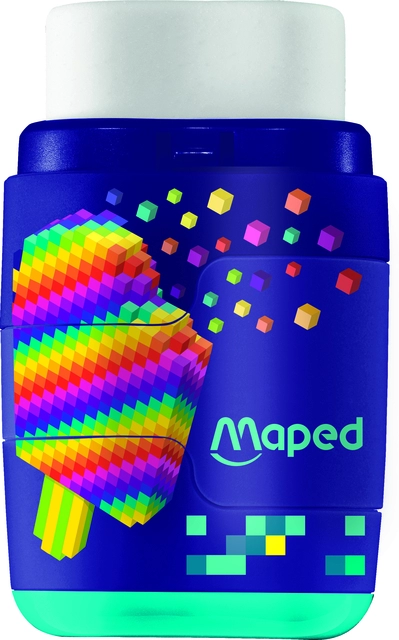 Een Puntenslijper Maped Pixel Party Connect 2-gaats met gum display à 20 stuks koop je bij Hoekmankantoorartikelen.nl