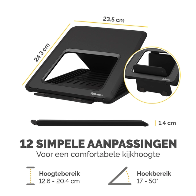 Een Laptopstandaard Fellowes Breyta zwart koop je bij Hoekmankantoorartikelen.nl