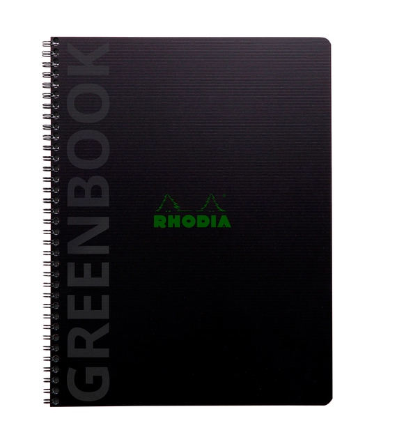 Een Notitieboek Rhodia Greenbook A4+ lijn 4-gaats 180 pagina's 90gr zwart koop je bij VHK Kantoorartikelen