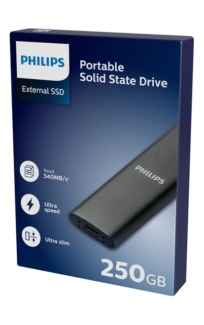 Een SSD Philips externe 250GB USB-C Grijs koop je bij Hoekmankantoorartikelen.nl