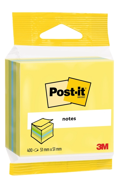 Een Memoblok 3M Post-it 2012L 51x51mm kubus ass kleur 400 vel koop je bij Hoekmankantoorartikelen.nl