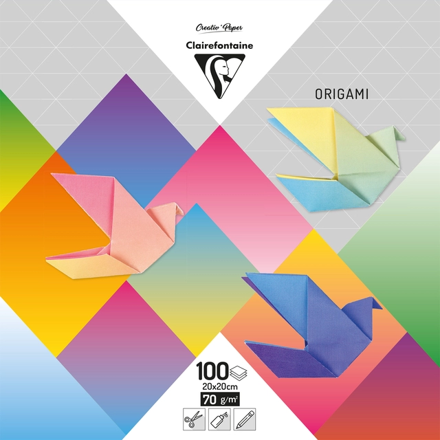 Een Origami Clairefontaine Gradient 20x20cm set à 100 vel 80gram assorti koop je bij VHK Kantoorartikelen