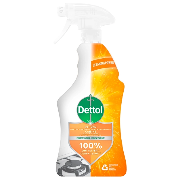 Een Ontvetter Dettol Keuken spray 500ml koop je bij VHK Kantoorartikelen