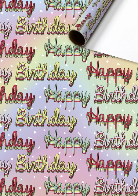 Een Inpakpapier Stewo Happy Birthday 200x70cm assorti koop je bij Hoekmankantoorartikelen.nl