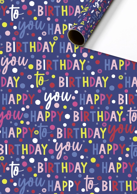 Een Inpakpapier Stewo Happy Birthday 200x70cm assorti koop je bij Hoekmankantoorartikelen.nl