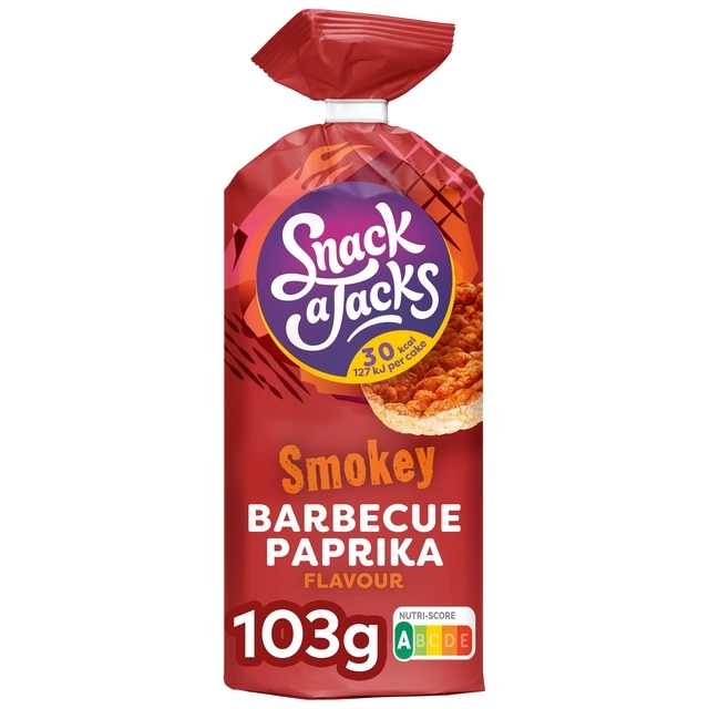 Een Rijstwafel Snack-a-Jacks BBQ paprika pak 103 gram koop je bij VHK Kantoorartikelen