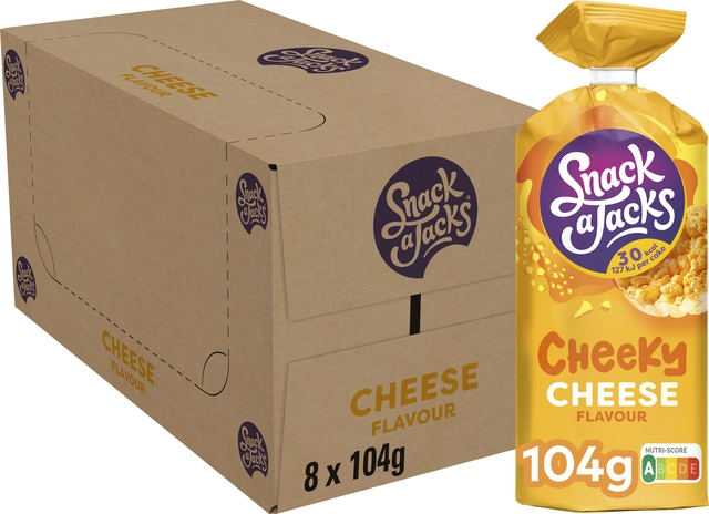 Een Rijstwafel Snack-a-Jacks cheese pak 104 gram koop je bij VHK Kantoorartikelen