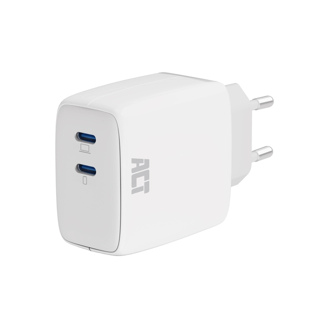 Een Oplader ACT 65w 2-poorts usb c wit koop je bij VHK Kantoorartikelen