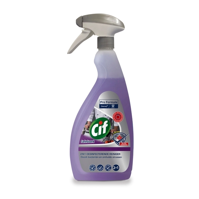 Een Desinfectiereiniger Cif Professional Safeguard spray 750ml koop je bij VHK Kantoorartikelen