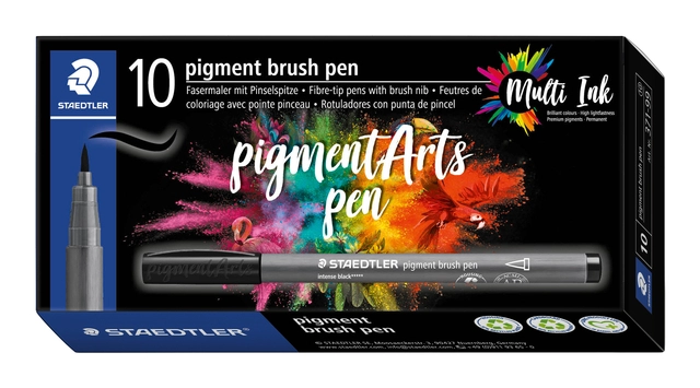 Een Brushpen Staedtler PigmentArts Intens zwart 1.0mm koop je bij Hoekmankantoorartikelen.nl