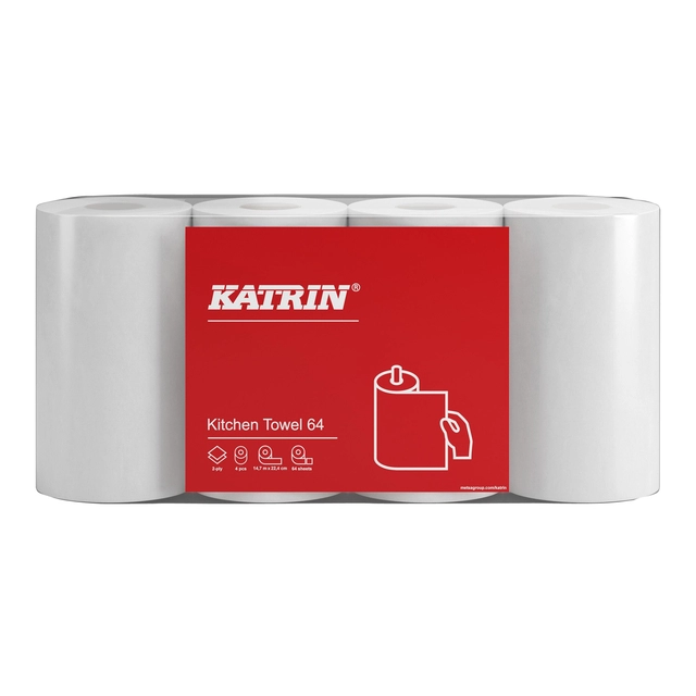 Een Keukenrol Katrin 2-laags wit 4 rollen 87075 koop je bij Hoekmankantoorartikelen.nl