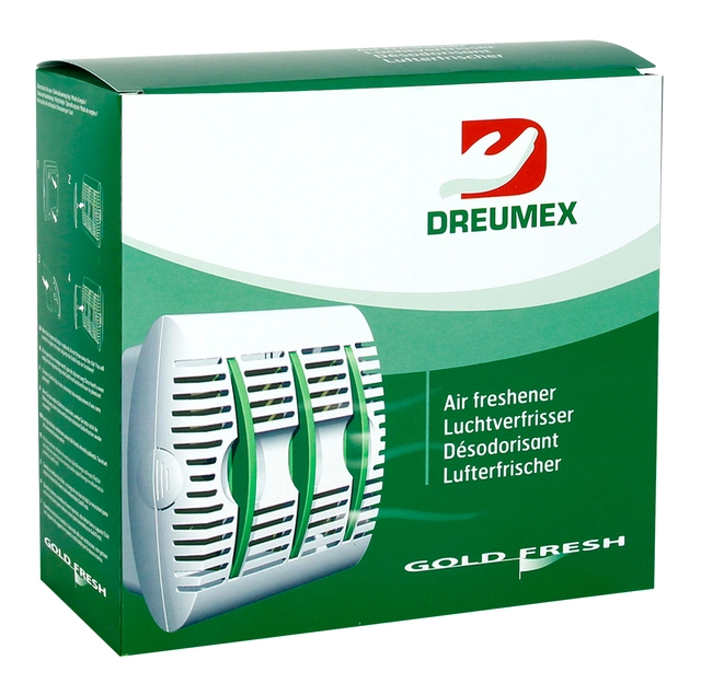 Een Luchtverfrisserdispenser Dreumex Gold Fresh Air koop je bij VHK Kantoorartikelen