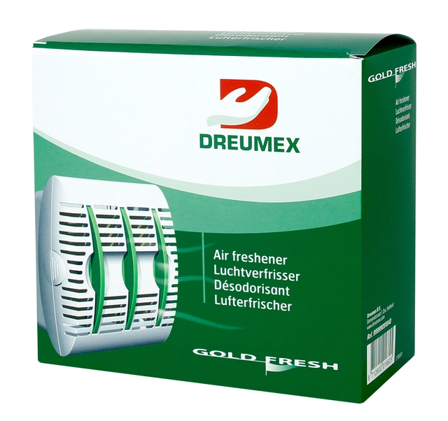 Een Luchtverfrisserdispenser Dreumex Gold Fresh Air koop je bij VHK Kantoorartikelen