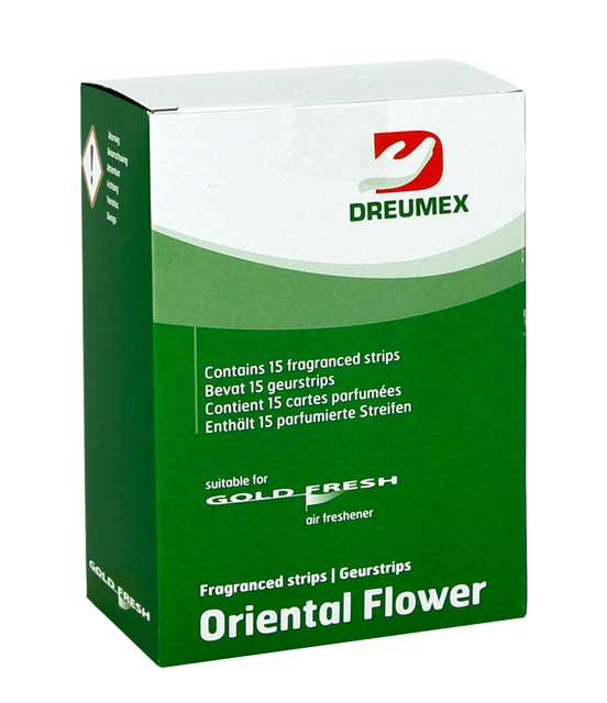 Een Luchtverfrisser Dreumex Gold Fresh Oriental Flower 15 strips koop je bij VHK Kantoorartikelen