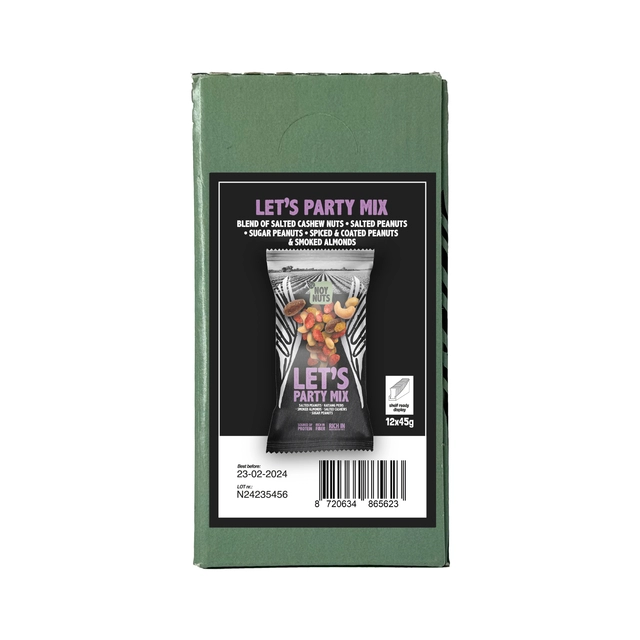 Een Noten NoyNuts let's party mix zak 45 gram koop je bij VHK Kantoorartikelen