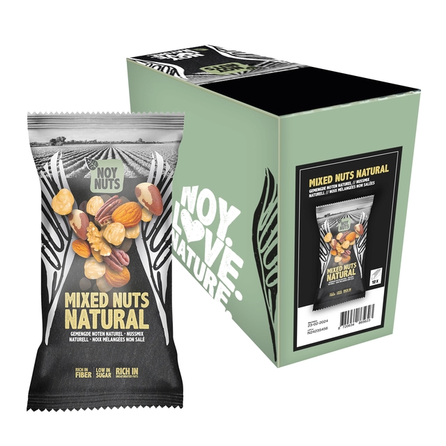 Een Noten NoyNuts naturel mix zak 45 gram koop je bij VHK Kantoorartikelen