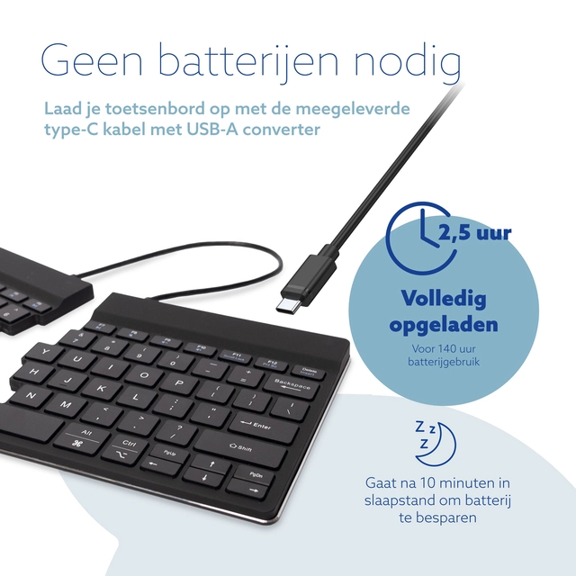 Een Toetsenbord R-Go Split Break QWERTY WL zwart koop je bij VHK Kantoorartikelen