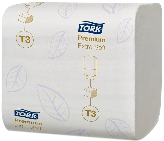 Een Toiletpapier Tork T3 gevouwen Premium Extra Soft 2-laags 30x252vel 114276 koop je bij Hoekmankantoorartikelen.nl