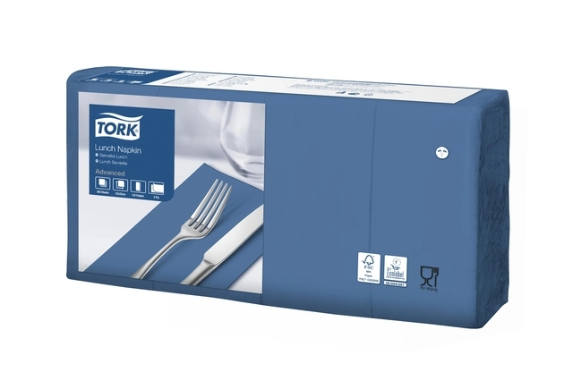 Een Lunchservet Tork 2-laags 1/8 gevouwen 200 stuks donkerblauw 477421 koop je bij Hoekmankantoorartikelen.nl