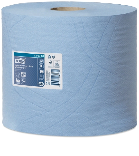 Een Poetspapier Tork Wiping Heavy-Duty Combi W1/2 3-laags 119m blauw 130081 koop je bij Hoekmankantoorartikelen.nl