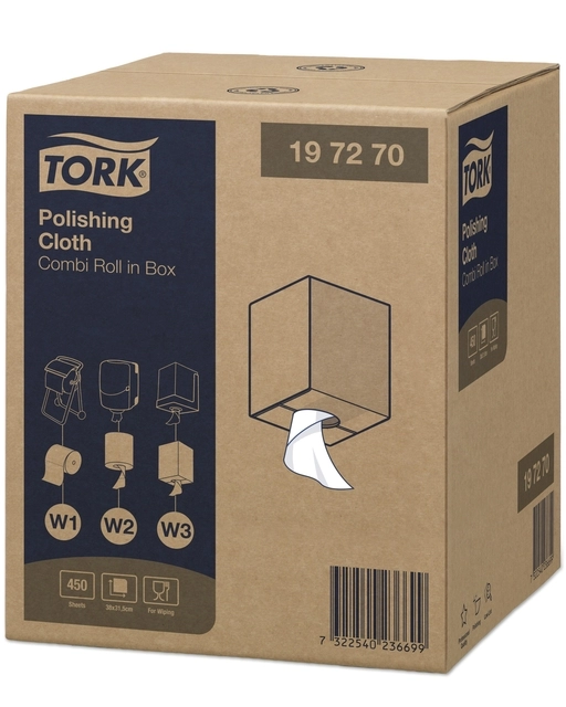 Een Reinigingsdoek Tork Polishing Combi W1/2/3 nonwoven 450vel wit 197270 koop je bij Hoekmankantoorartikelen.nl