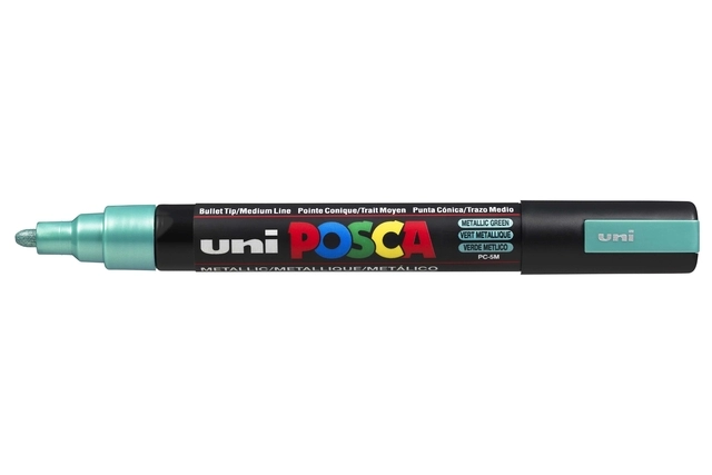 Een Verfstift Posca PC5M medium metallic groen koop je bij Hoekmankantoorartikelen.nl