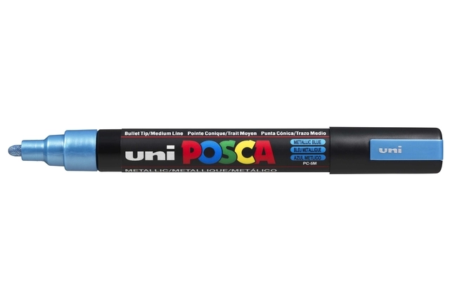 Een Verfstift Posca PC5M medium metallic blauw koop je bij Hoekmankantoorartikelen.nl