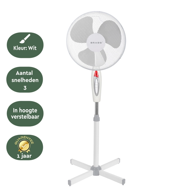 Een Statiefventilator BRASQ F300 Ø 40cm wit koop je bij Hoekmankantoorartikelen.nl