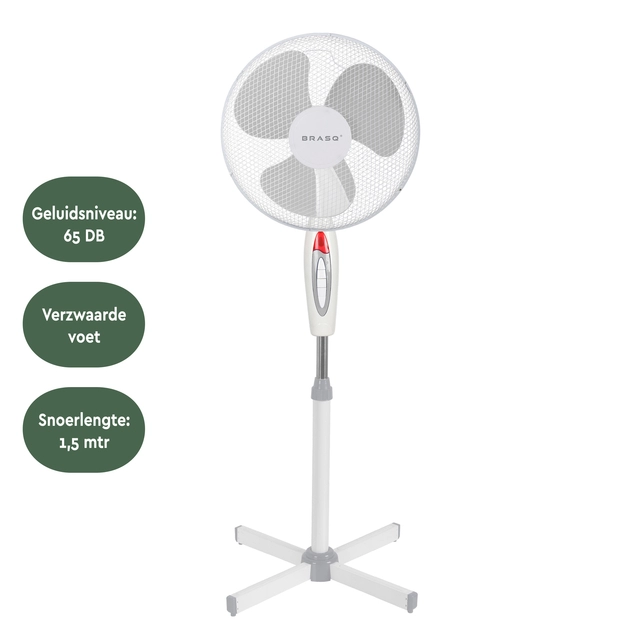 Een Statiefventilator BRASQ F300 Ø 40cm wit koop je bij Hoekmankantoorartikelen.nl