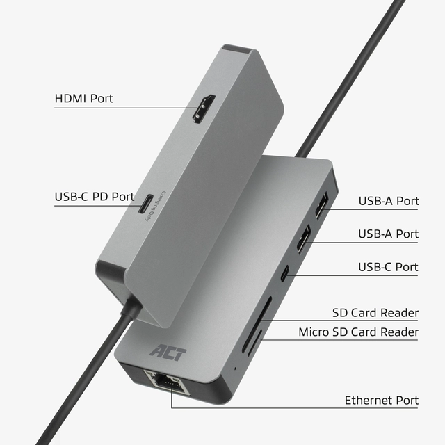 Een Dockingstation ACT USB-C 7-in-1 koop je bij Hoekmankantoorartikelen.nl