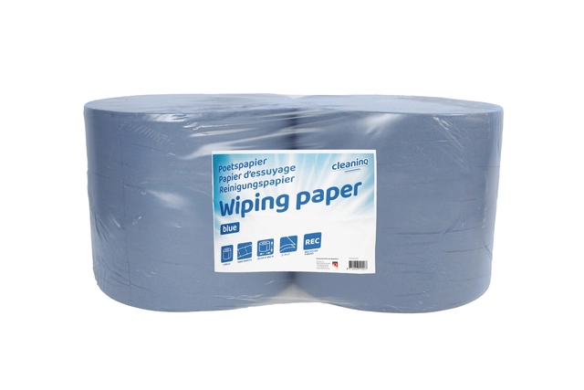 Een Poetspapier Cleaninq industrie 2-laags 26cmx380m blauw koop je bij Hoekmankantoorartikelen.nl