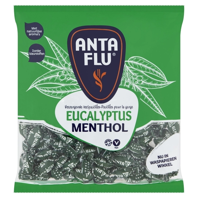 Een Keelpastilles Anta Flu eucalyptus zak 1 kilogram koop je bij Continu Kantoor