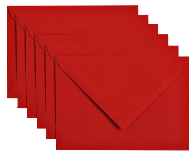 Een Envelop Papicolor C6 114x162mm rood pak à 6 stuks koop je bij Hoekmankantoorartikelen.nl