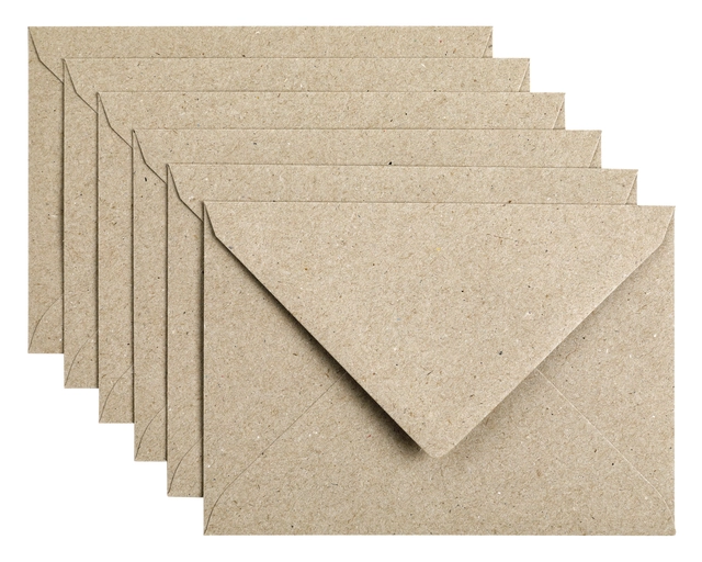 Een Envelop Papicolor C6 114x162mm kraft grijs pak à 6 stuks koop je bij Hoekmankantoorartikelen.nl