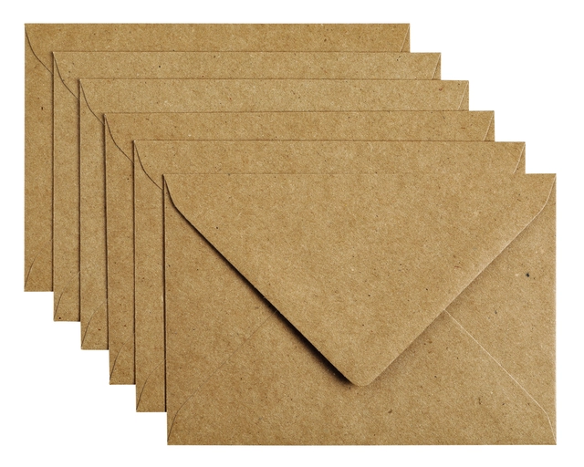 Een Envelop Papicolor C6 114x162mm kraft bruin pak à 6 stuks koop je bij Hoekmankantoorartikelen.nl